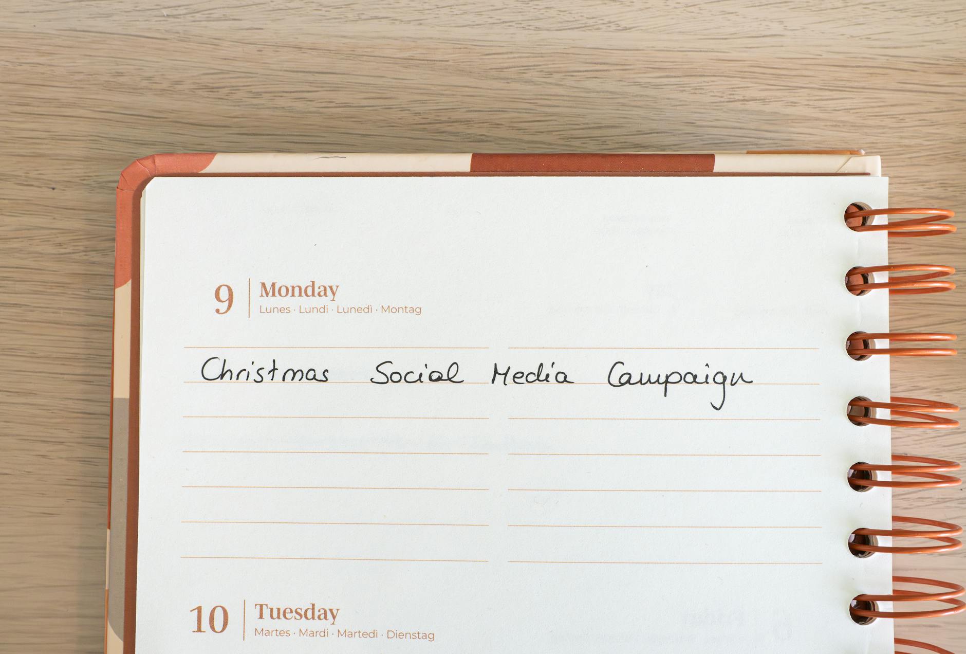 Visual content calendar showing planned social media posts for small business